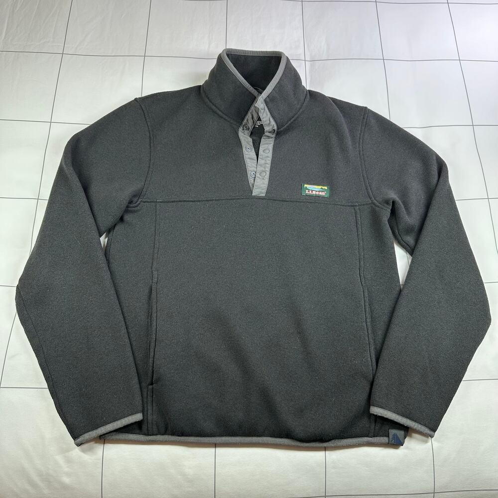 L.L.Bean Sweater Fleece Pullover Mens Small Gray Athletic Outdoor Hike Camping